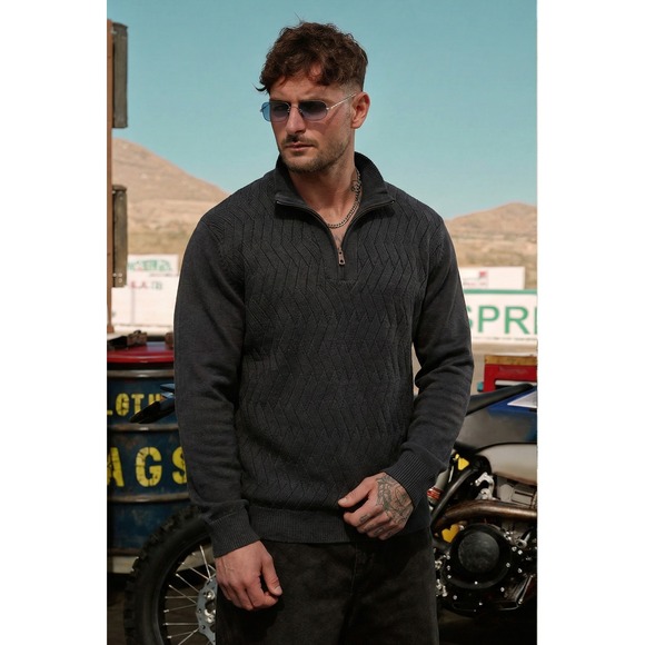 Weatherproof Vintage Other - Weatherproof Vintage Men's 1/4 Zip Cotton Knit Sweater Pullover Navy Blue XXL